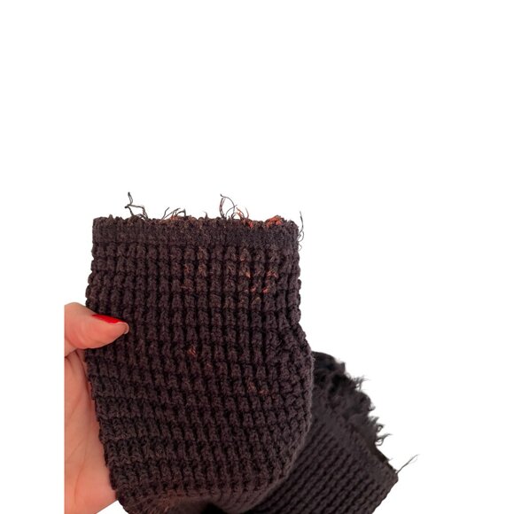 Free People Waffle Knit Cold Shoulder Black Sweater Women's Size XS Distressed - Picture 4 of 5